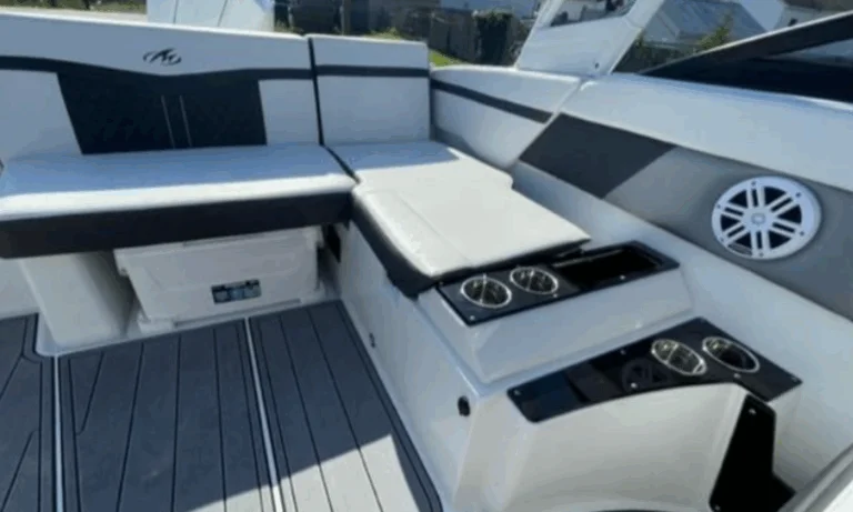 SeaDek inlay flooring on swim platform and cockpit